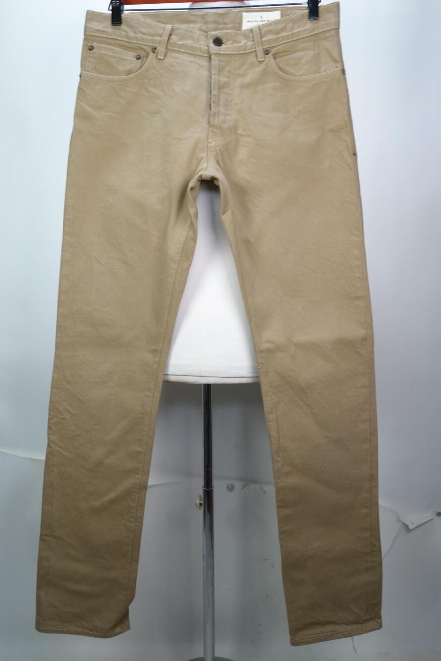 Imogene And Willie Barton Slim Jeans Mens 33x32 Beige Selvedge Denim Button Fly